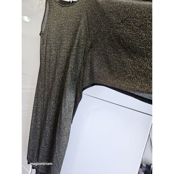 BNWT Ted Baker London Monyca Black Gold Metallic One Shoulder Draped Dress - Picture 13 of 16